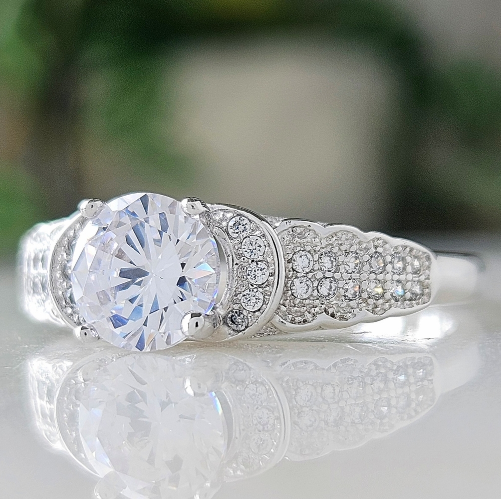 Classic Round Vintage Style Ring, solid 925 Sterling Silver size 10